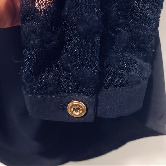 🌵Adrianna Papell | Navy Rosette Sleeve Blouse - Picture 6 of 7